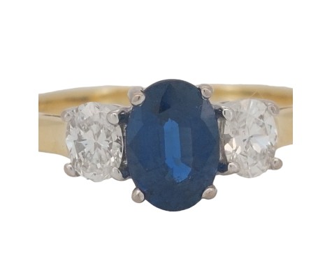 Fine Quality Sapphire & Diamond Three Stone Trilogy Ring Fred Ullmann London