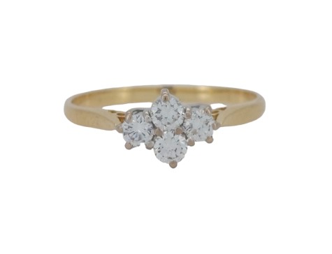 Diamond Four stone Cluster Ring 18ct Yellow Gold F-G Colour VS Clarity 0.50ct