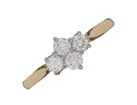 Diamond Four stone Cluster Ring 18ct Yellow Gold F-G Colour VS Clarity 0.50ct