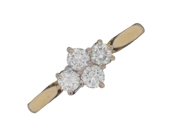 Diamond Four stone Cluster Ring 18ct Yellow Gold F-G Colour VS Clarity 0.50ct