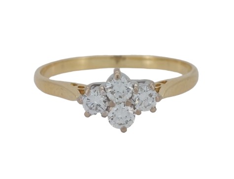 Diamond Four stone Cluster Ring 18ct Yellow Gold F-G Colour VS Clarity 0.50ct