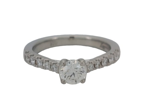 Brilliant Cut Diamond Solitaire Ring Gia Certified H/Si Platinum 0.65ct