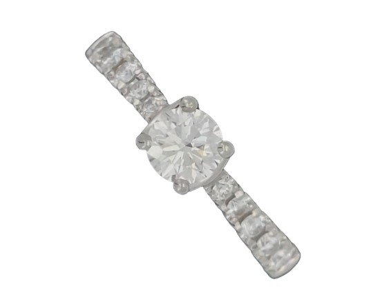 Brilliant Cut Diamond Solitaire Ring Gia Certified H/Si Platinum 0.65ct