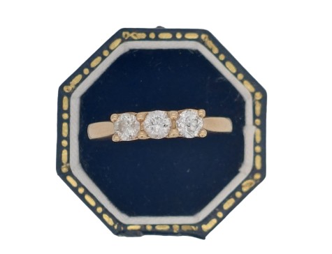 Brilliant Cut Diamond Three Stone Trilogy Ring 9ct Yellow Gold 0.55ct 