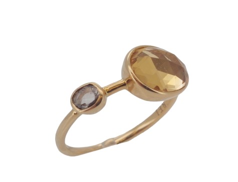 Designer Rei London Stacking Dress Ring 18ct Gold Citrine Diamond