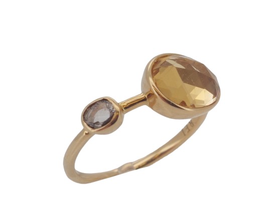 Designer Rei London Stacking Dress Ring 18ct Gold Citrine Diamond