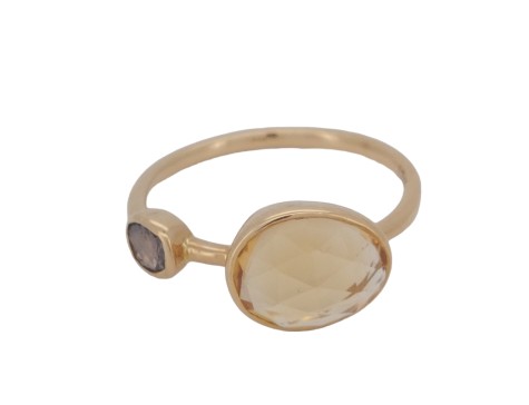 Designer Rei London Stacking Dress Ring 18ct Gold Citrine Diamond