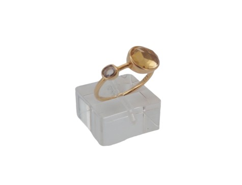 Designer Rei London Stacking Dress Ring 18ct Gold Citrine Diamond