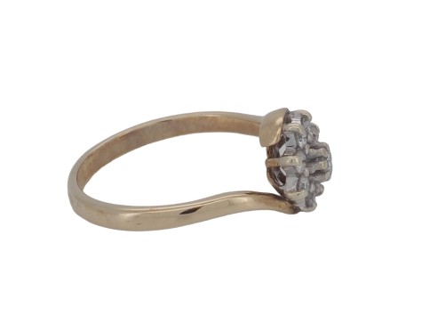 Vintage Diamond Twist Cluster Ring 9ct Yellow Gold 0.25ct