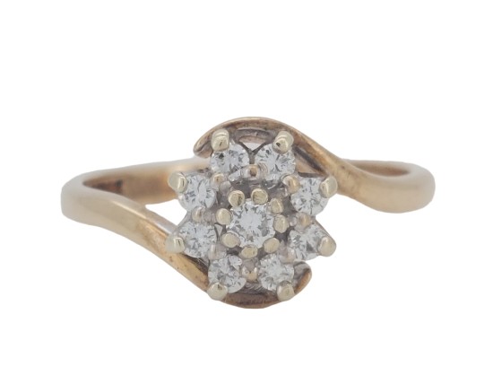 Vintage Diamond Twist Cluster Ring 9ct Yellow Gold 0.25ct