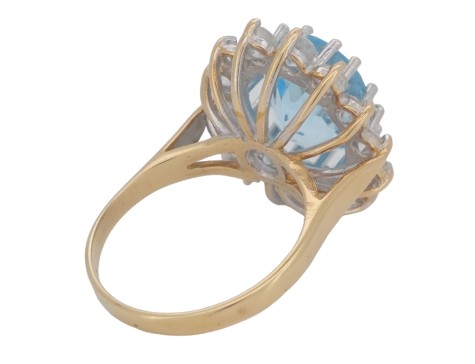 Large Topaz & Diamond Cluster Statement Cocktail Ring 18ct Yellow Gold 1.75ct