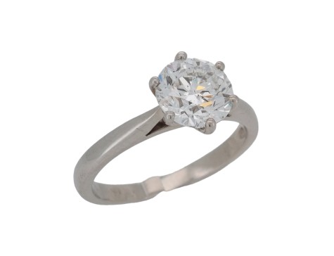 Exceptional Certified Brilliant Cut Diamond Solitaire Ring Platinum 1.73ct F colour Si Clarity Fred Ullmann London