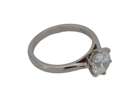 Exceptional Certified Brilliant Cut Diamond Solitaire Ring Platinum 1.73ct F colour Si Clarity Fred Ullmann London