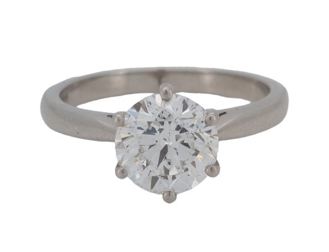 Exceptional Certified Brilliant Cut Diamond Solitaire Ring Platinum 1.73ct F colour Si Clarity Fred Ullmann London