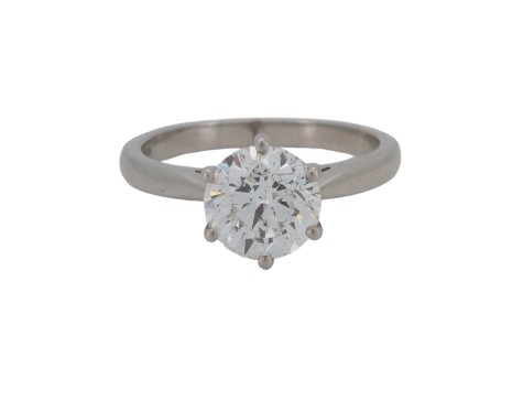 Exceptional Certified Brilliant Cut Diamond Solitaire Ring Platinum 1.73ct F colour Si Clarity Fred Ullmann London