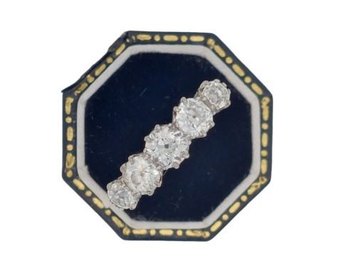 Fine Victorian Graduated Five Stone Diamond Eternity Ring 18ct Yellow Gold 2.00ct Platinum 