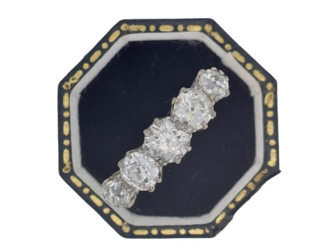 Fine Victorian Graduated Five Stone Diamond Eternity Ring 18ct Yellow Gold 2.00ct Platinum 