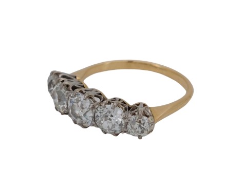 Fine Victorian Graduated Five Stone Diamond Eternity Ring 18ct Yellow Gold 2.00ct Platinum 