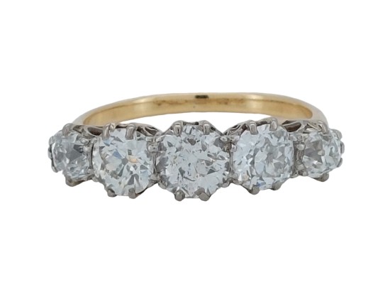 Fine Victorian Graduated Five Stone Diamond Eternity Ring 18ct Yellow Gold 2.00ct Platinum 