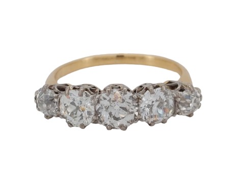 Fine Victorian Graduated Five Stone Diamond Eternity Ring 18ct Yellow Gold 2.00ct Platinum 