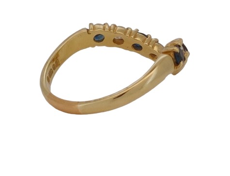 Sapphire & Diamond Wishbone Eternity Ring 18ct Yellow Gold