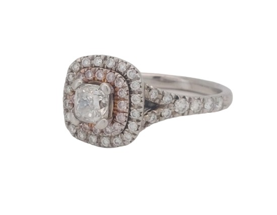 0.7ct, Colour I, Cushion Cut Single Halo Luxury Designer ring by Jenny  Packham exclusive to Heritage Jeweller Goldsmiths UK, Luxury, Accessories  on Carousell