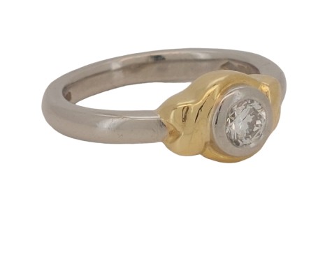 Designer Alfred Terry London Diamond Platinum 18ct Gold Solitaire Ring F-G Colour  