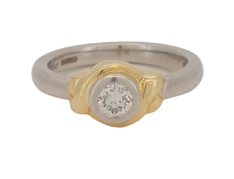 Designer Alfred Terry London Diamond Platinum 18ct Gold Solitaire Ring F-G Colour  