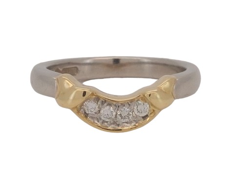 Designer Alfred Terry London Diamond Platinum 18ct Gold Curved wedding Eternity Band