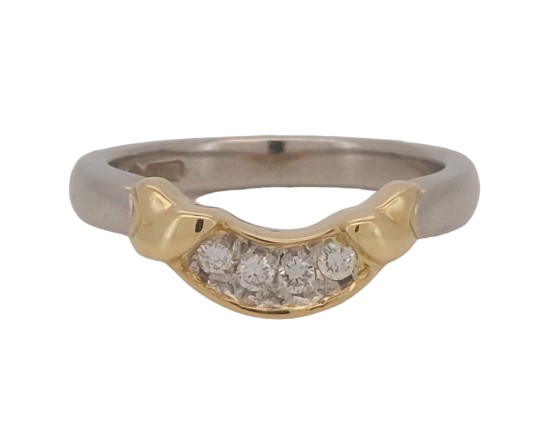 Designer Alfred Terry London Diamond Platinum 18ct Gold Curved wedding Eternity Band