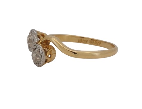 Antique Diamond Two Stone Twist Ring 18ct Gold & Platinum 0.50ct