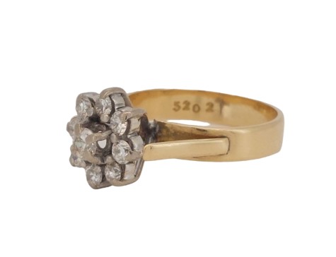 Vintage 18ct Gold Diamond Daisy Cluster Ring 0.55ct