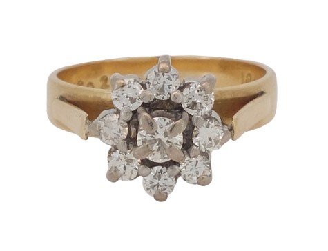 Vintage 18ct Gold Diamond Daisy Cluster Ring 0.55ct