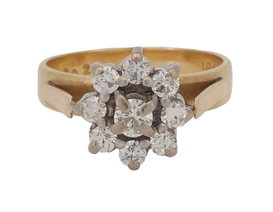 Vintage 18ct Gold Diamond Daisy Cluster Ring 0.55ct