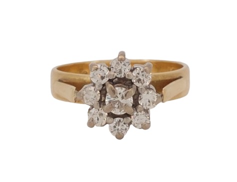 Vintage 18ct Gold Diamond Daisy Cluster Ring 0.55ct