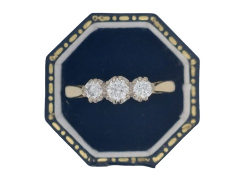 Vintage Diamond Three Stone Ring 18ct Yellow Gold 0.50ct