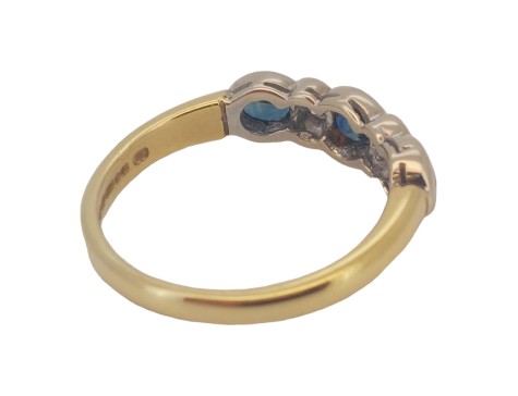 Sapphire & Diamond  Five Stone Eternity Band Dress Ring 18ct Yellow Gold Stephen Tyler London 