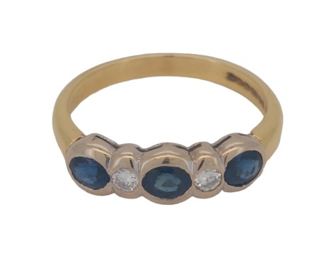 Sapphire & Diamond  Five Stone Eternity Band Dress Ring 18ct Yellow Gold Stephen Tyler London 