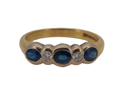 Sapphire & Diamond  Five Stone Eternity Band Dress Ring 18ct Yellow Gold Stephen Tyler London 