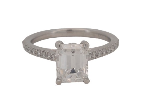 Exceptional Certified Emerald Cut Diamond Solitaire Ring 1.99ct E Colour Vs2 Clarity Platinum 