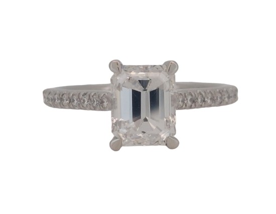Exceptional Certified Emerald Cut Diamond Solitaire Ring 1.99ct E Colour Vs2 Clarity Platinum 