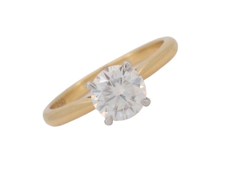 Brilliant Cut Moissanite Solitaire  Ring 18ct Yellow Gold 