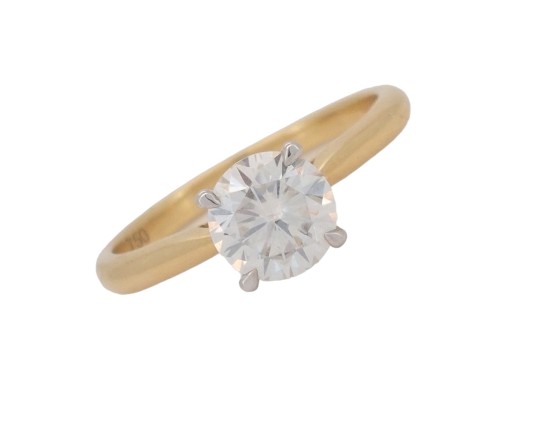 Brilliant Cut Moissanite Solitaire  Ring 18ct Yellow Gold 