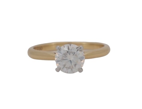 Brilliant Cut Moissanite Solitaire  Ring 18ct Yellow Gold 