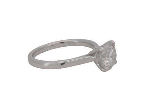 Brilliant Cut Moissanite Solitaire Ring 18ct White Gold 1.50ct