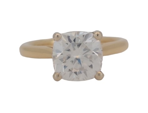 Cushion Cut Moissanite Solitaire Ring 2.25ct 18ct Yellow Gold