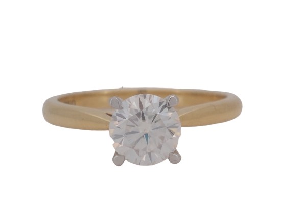 Brilliant Cut Moissanite Solitaire Ring 1.00ct 18ct Yellow Gold