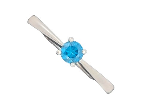 Brilliant Cut Blue Diamond Solitaire Ring 0.25ct 18ct White Gold 