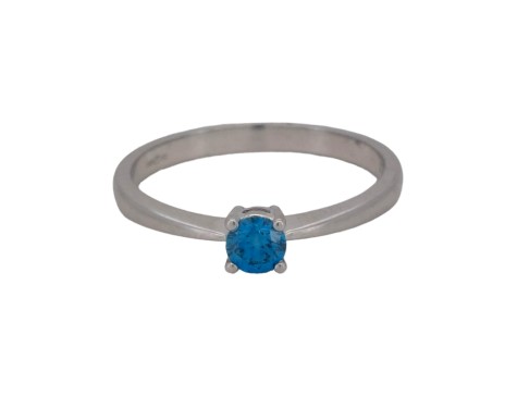 Brilliant Cut Blue Diamond Solitaire Ring 0.25ct 18ct White Gold 