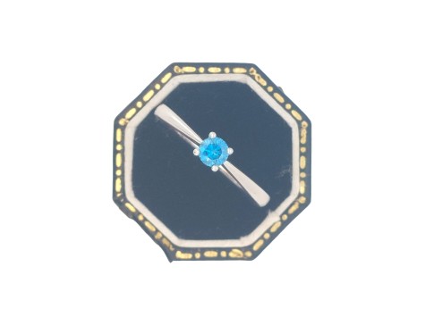 Brilliant Cut Blue Diamond Solitaire Ring 0.25ct 18ct White Gold 
